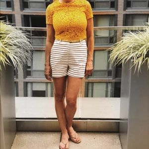 Zara - white and black high wasted shorts